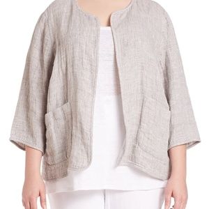 Gray Linen Eileen Fisher Cardigan XS
